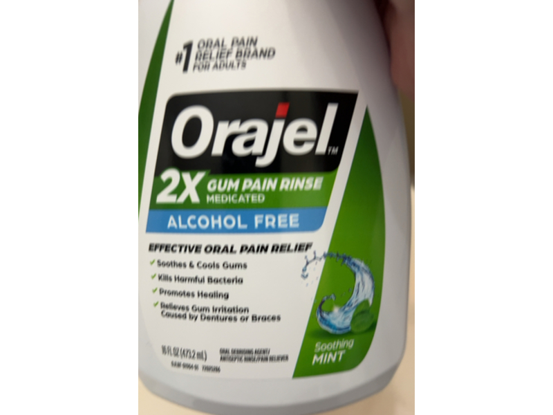 Orajel Gum Pain Rinse, Soothing Mint, 16 fl oz/473.2 mL