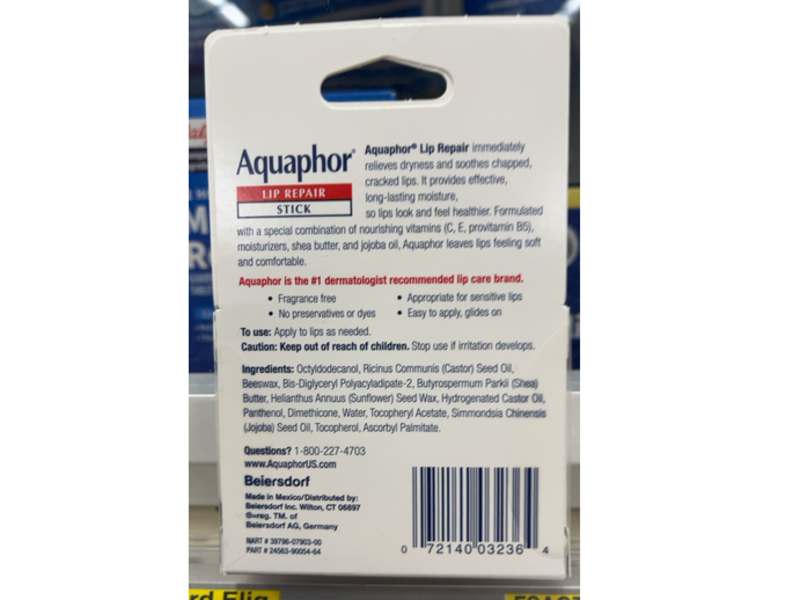 Aquaphor Lip Repair Stick, Vitamins & Shea Butter, 0.17 oz/4.8 g