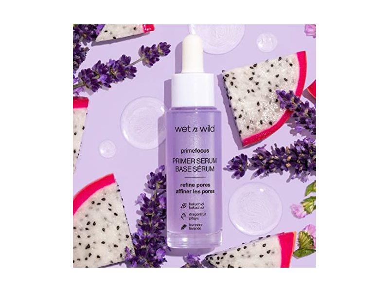 Wet n Wild Prime Focus Pore Primer Serum, Lavender, 1.0 fl oz/30 mL