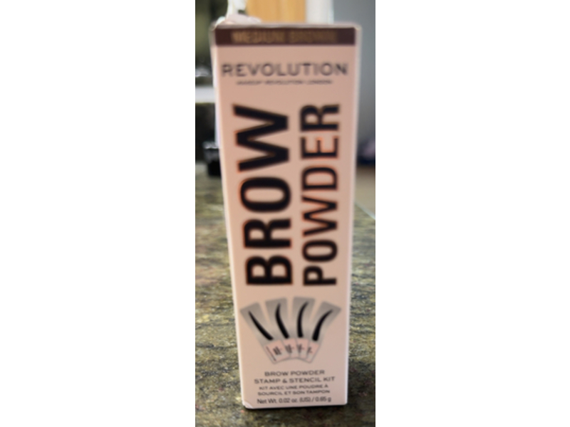 Revolution Brow Powder Stamp & Stencil Kit, Medium Brown, 0.02 oz/0.65 g