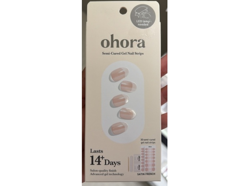 Ohora Semi-Cured Gel Nail Strips, Satin French, 30 Count