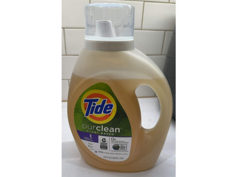 Tide Purclean Plant Based Liquid Laundry Detergent, Honey Lavender, 48 loads, 63 fl oz/1.86 L