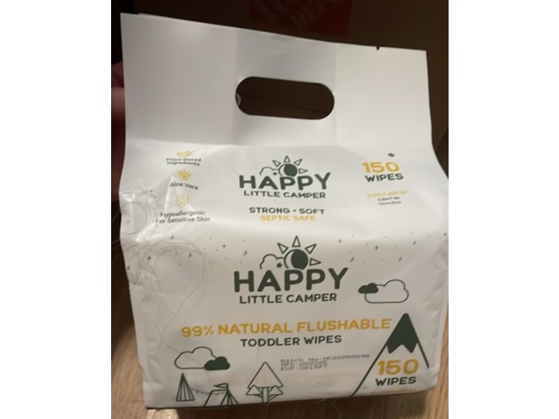 Happy Little Camper 99% Natural Flushable Toddler Wipes, 150 Count