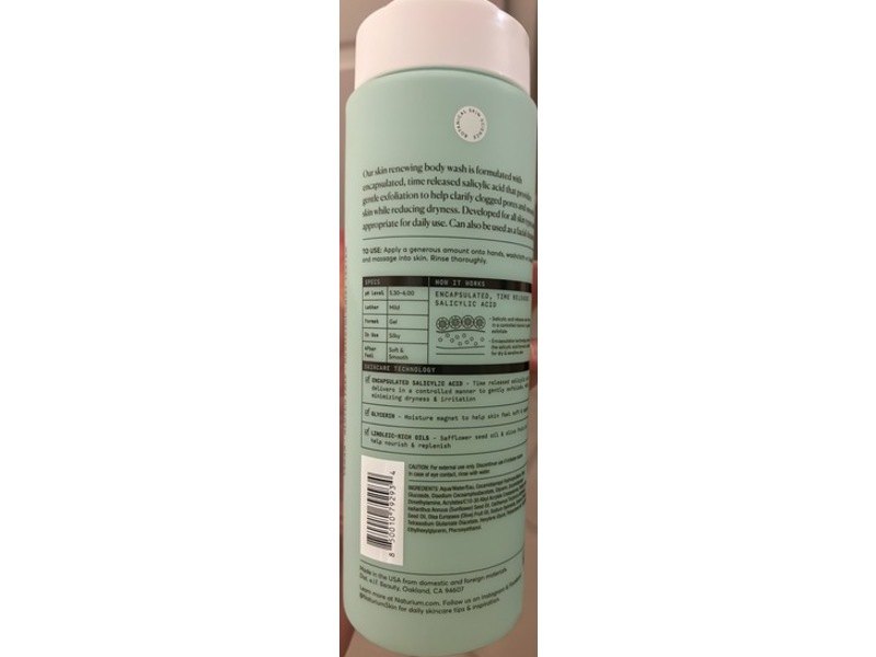 Naturium The Perfector Salicylic Acid Body Wash, Fragrance Free, 16.9 fl oz/500 mL