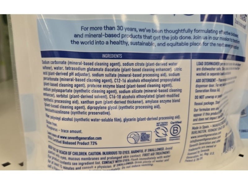 Seventh Generation Dishwasher Detergent Packs, Free & Clear, 8.9 oz/254 g, 16 Count