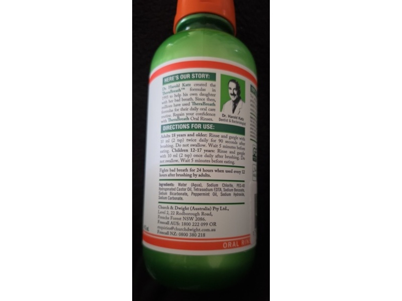 Thera Breath Fresh Breath Oral Rinse, Mild Mint, 16 fl oz/ 473 mL, Pack Of 2