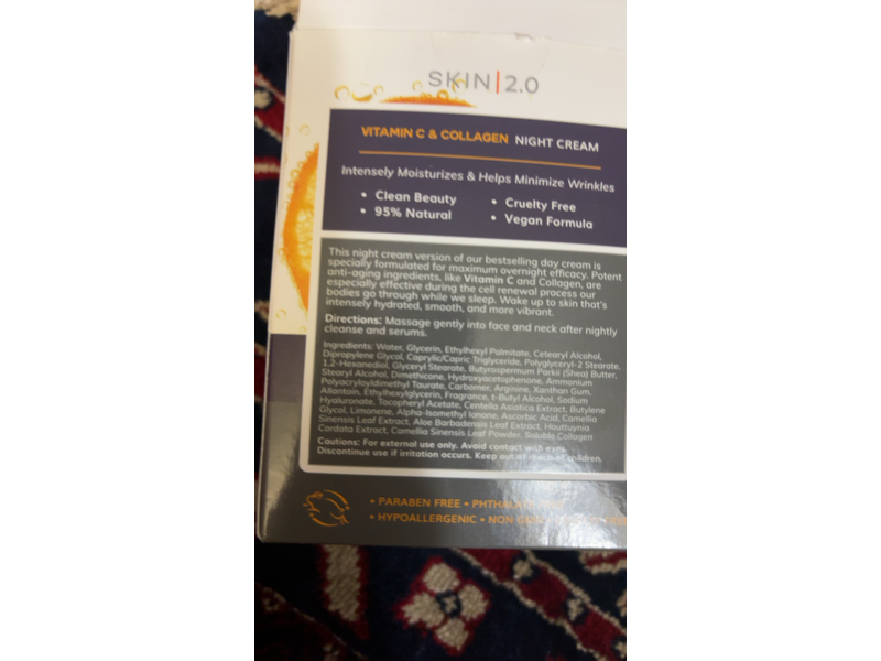 Skin 2.0 Night Cream, Vitamin C & Collagen, 1.69 fl oz/50 mL