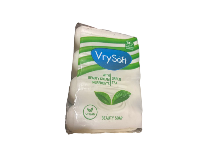Vry Soft Beauty Soap, Green Tea, 3.5 oz/100 g, Pack Of 4