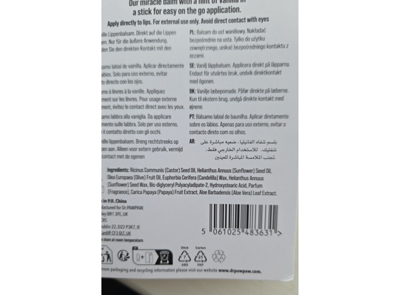 Dr.PAW PAW Lip Balm, Vanilla, 0.14 oz/4 g