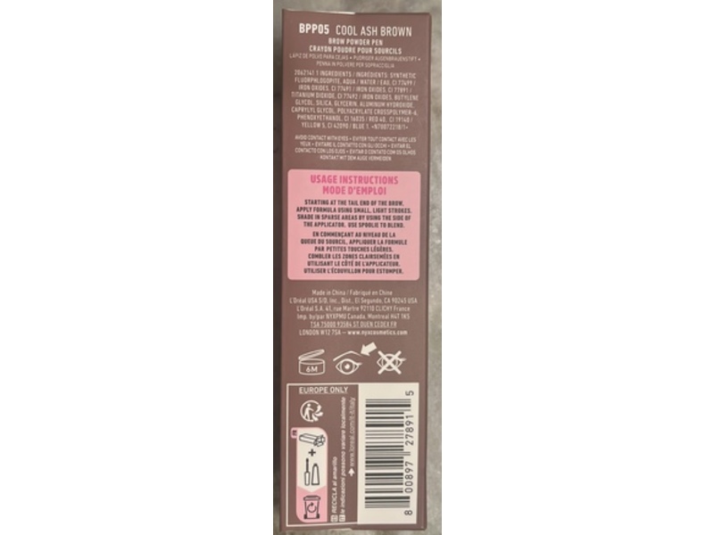 NYX Professional Makeup Fluff & Snatch Brow Powder Pen, Cool Ash Brown, 0.03 oz/1 g
