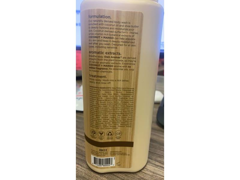 Own Beauty Moisturizing Body Wash, Coconut + Mango, 16.9 fl oz/500 mL