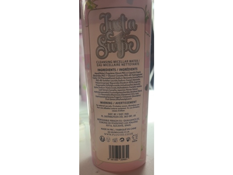 Plouise Skin Just A Swipe Cleansing Micellar Water, Strawberry Snowflake, 14.07 fl oz/400 mL