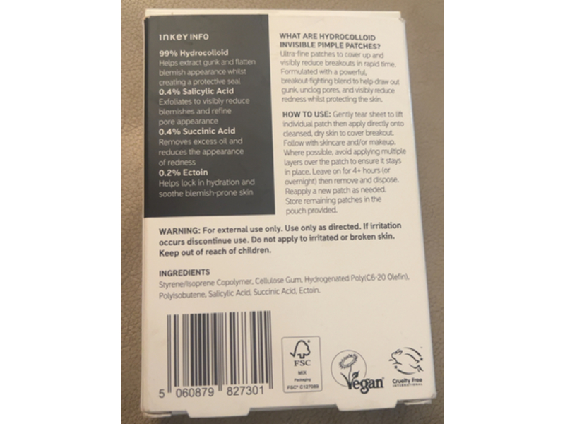 The Inkey List Hydrocolloid Invisible Pimple Patch, 22 Count