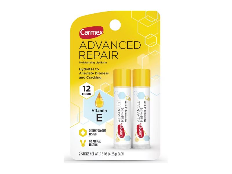 Carmex Advanced Repair Moisturizing Lip Balm, Vitamin E, 0.15 oz/4.25 g, Pack Of 2