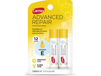 Carmex Advanced Repair Moisturizing Lip Balm, Vitamin E, 0.15 oz/4.25 g, Pack Of 2