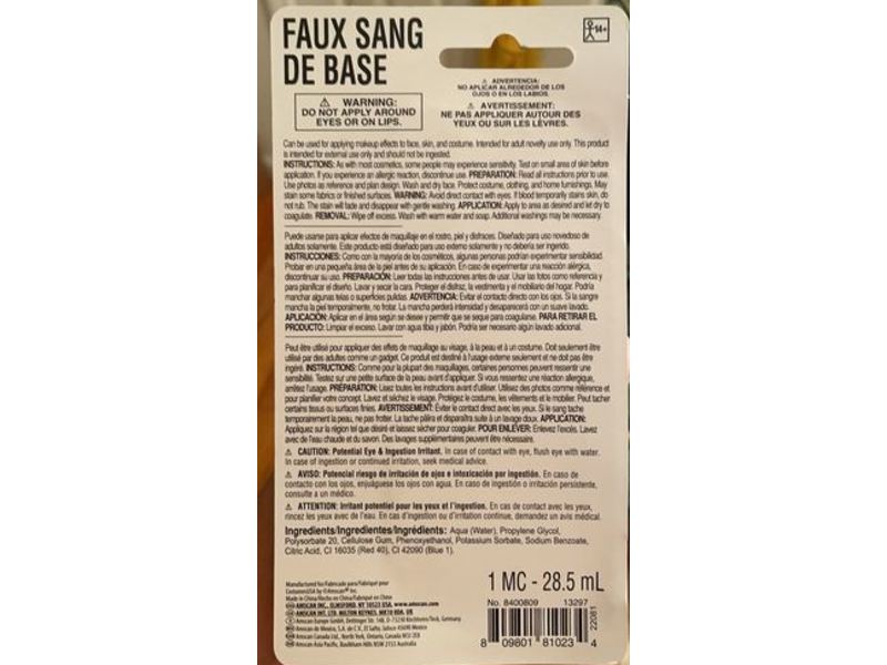 Amscan Fake Basil Blood, 0.95 fl oz/28.5 mL