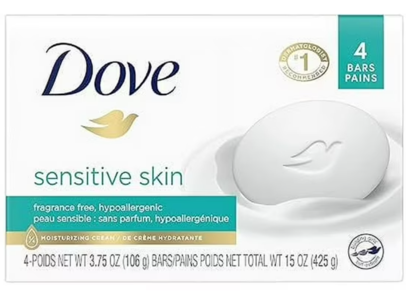 Dove Sensitive Skin Beauty Bar, 3.75 oz/106 g, Pack Of 4