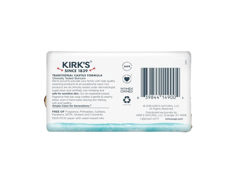 Kirk's Gentle Castile Soap, 4.0 oz/113 g