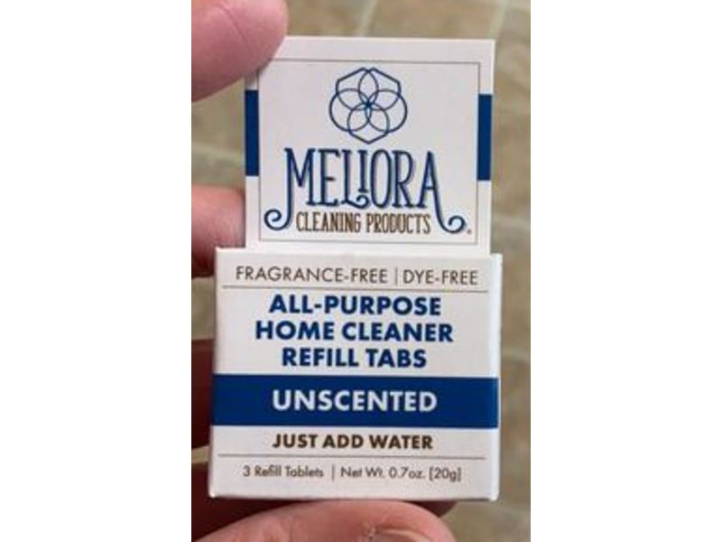 Meliora Cleaning Products All-Purpose Home Cleaner Refill Tabs, Unscented, 0.7 oz/20 g, 3 Count