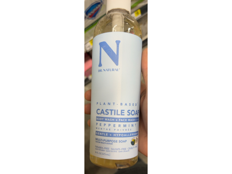 Dr. Natural Castile Multi Purpose Soap, Peppermint, 16 fl oz/473 mL