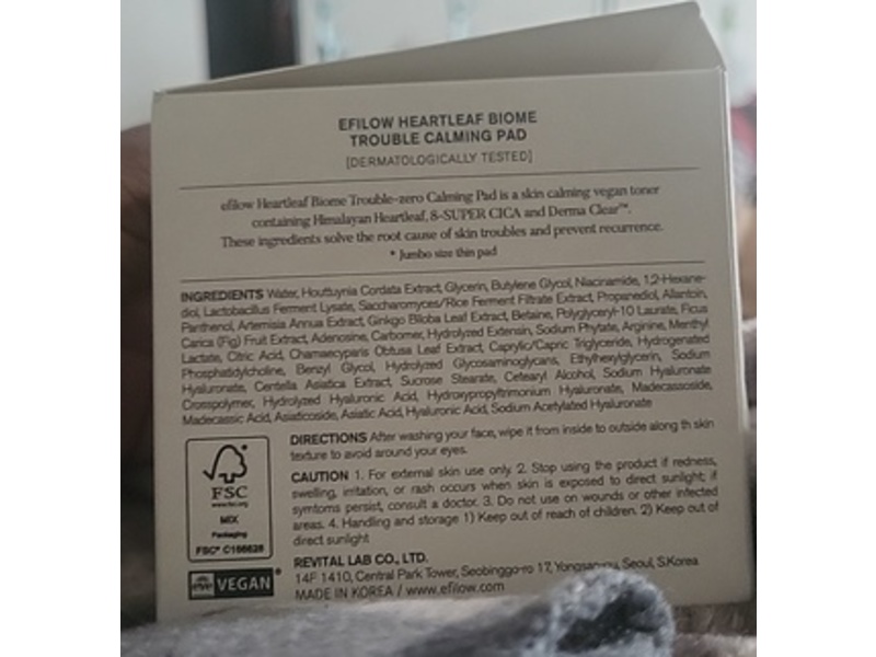 Efilow Heartleaf Biome Trouble Calming Pad, 180 g, 100 Count