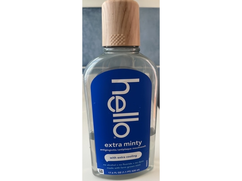 Hello Extra Minty Antigingivitis/Antiplaque Mouthwash, Extra Cooling, 17.6 fl oz/520 mL