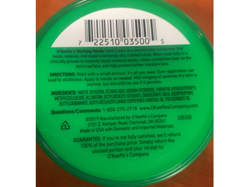 O'Keeffe's Working Hands Cream, 3.4 oz/96 g