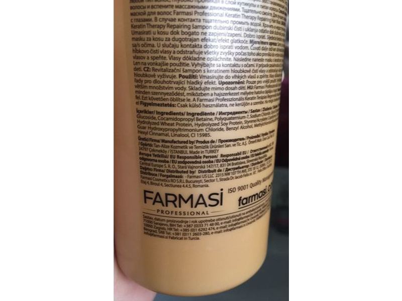 Farmasi Keratin Therapy Repairing Shampoo, 12.2 fl oz/360 mL