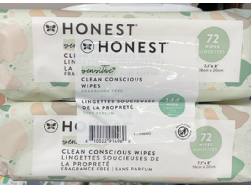 Honest Clean Conscious Wipes, Geo Mood, 72 Count , Pack Of 2
