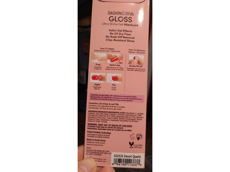 Dashing Diva Gloss Ultra Shine Gel Manicure Nail Strips, Desert Quartz, 20 Count
