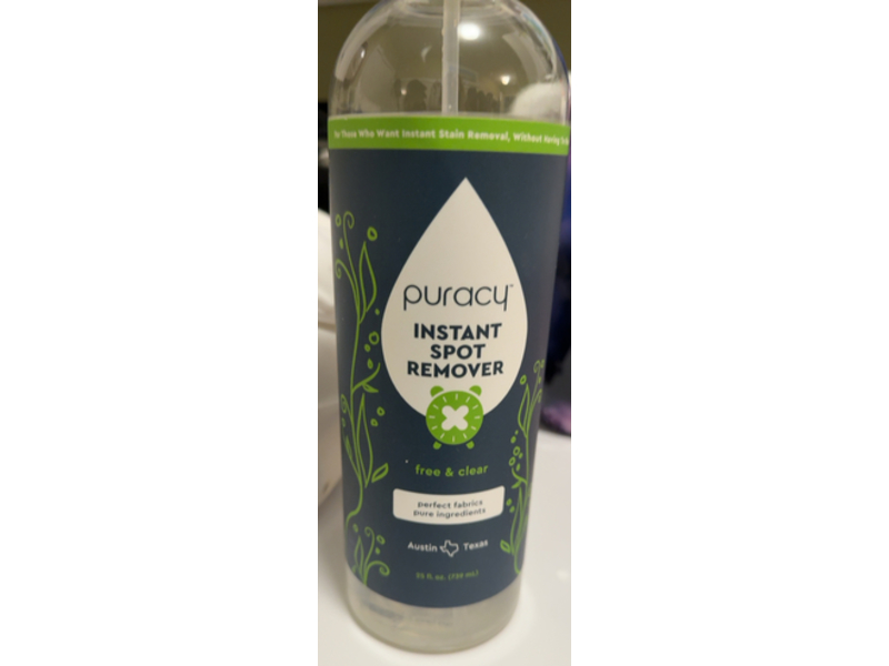 Puracy Instant Spot Stain Remover, Free & Clear, 25 fl oz/739 mL