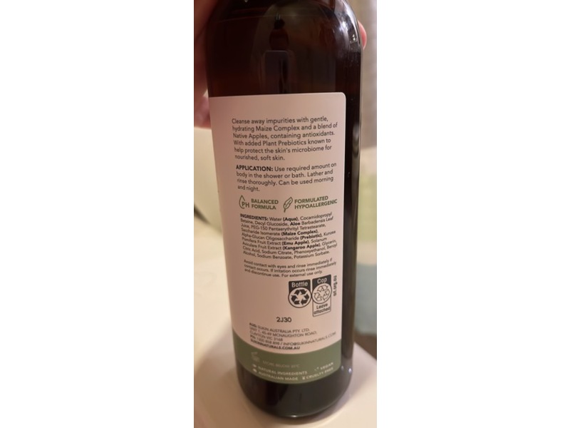 Sukin Skin Relief Body Wash, 16.91 fl oz/500 mL