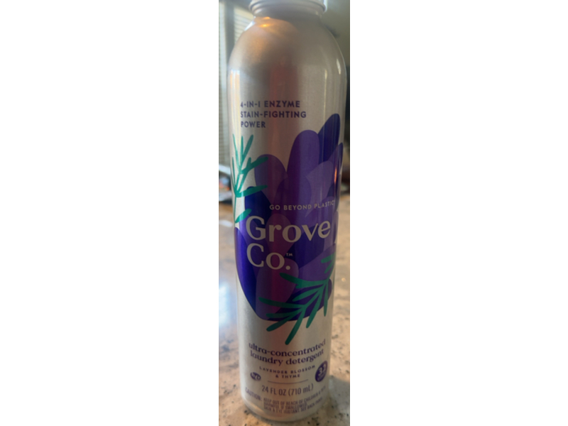 Grove Co. 4 - In - 1 Enzyme Stain - Fighting Power Ultra - Concentrated Laundry Detergent, Lavender Blossom & Thyme, 24 fl oz/710 mL
