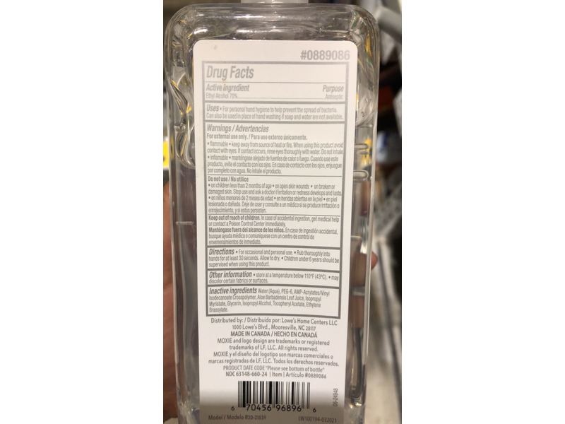 Original Moxie Hand Sanitizer Gel, Fragrance Free, 24 fl oz/710 mL