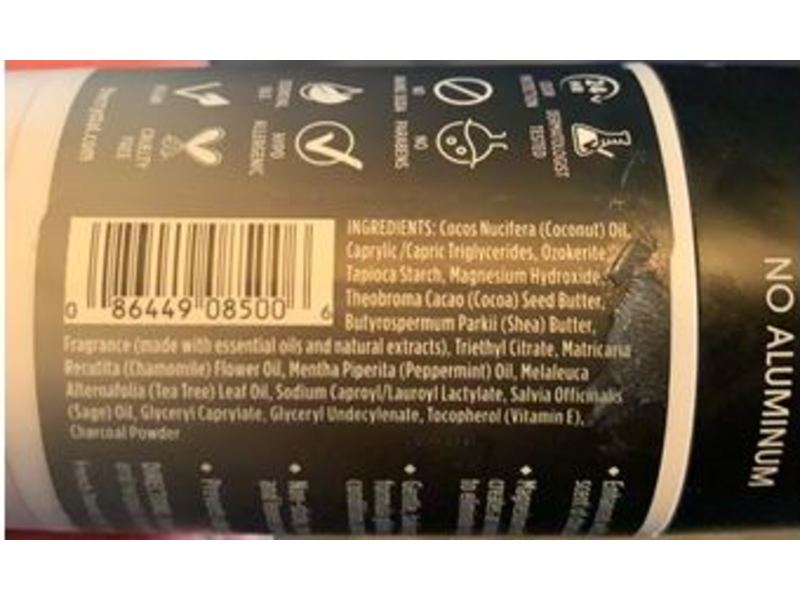 Crystal Magnesium Enriched Deodorant, Charcoal + Tea Tree, 2.5 oz/70 g