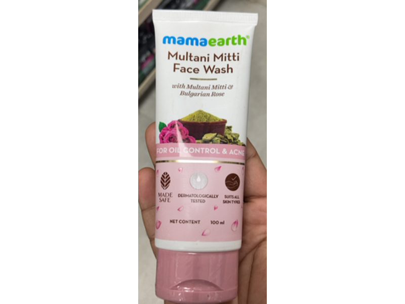 Mamaearth Multani Mitti Face Wash, Multani Mitti & Bulgarian Rose, 100 mL