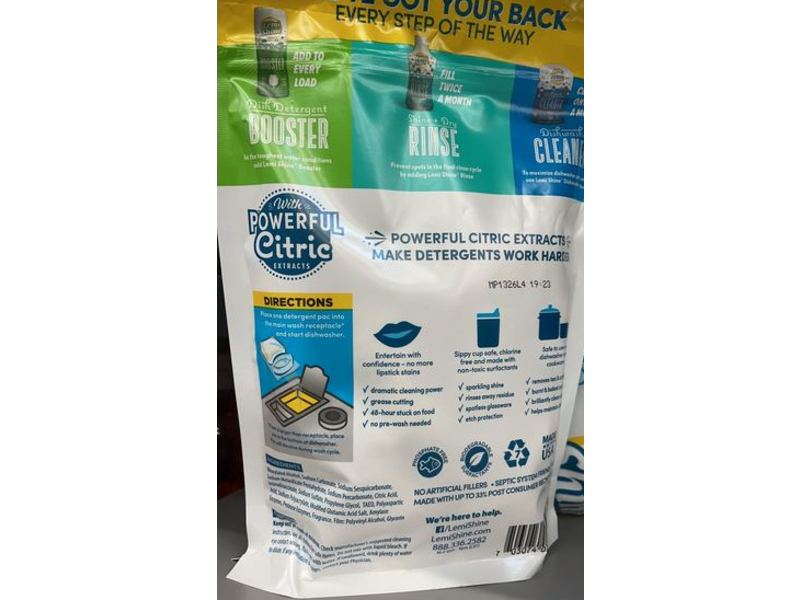 Lemi Shine Dishwashing Detergent, Powerful Citric, 30 Counts