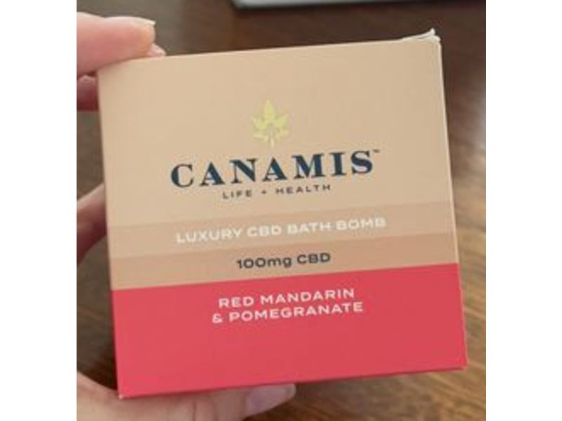 Canamis Luxury CBD Bath Bomb, Red Mandarin & Pomegranate, 100 mg