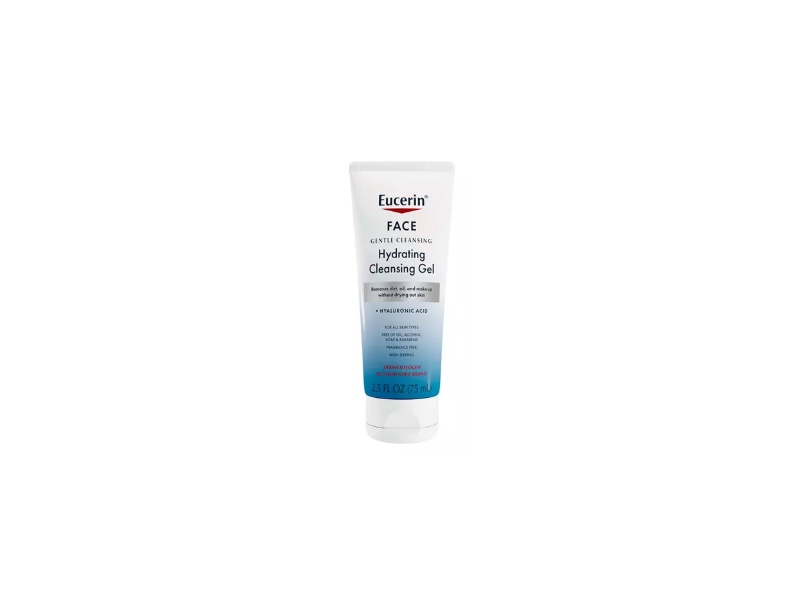 Eucerin Face Gentle Cleansing Hydrating Cleansing Gel, Hyaluronic Acid, 2.5 fl oz/75 mL