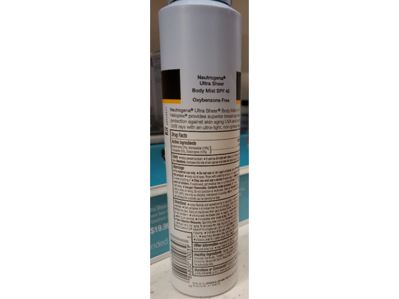 Neutrogena Ultra Sheer Body Mist Sunscreen, SPF 45, 5 oz/141 g