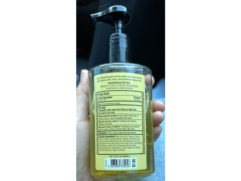 Bath & Body Works Anti-Bacterial Hand Gel, Sunshine & Lemons, 7.5 fl oz/225 mL