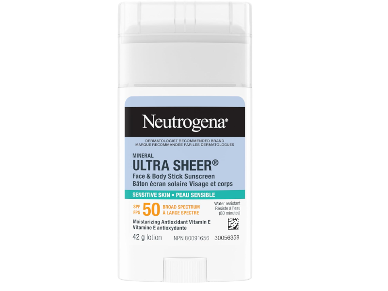 Neutrogena Ultra Sheer Face & Body Dry-Touch Mineral Sunscreen Stick, SPF 50, 1.5 oz/42 g