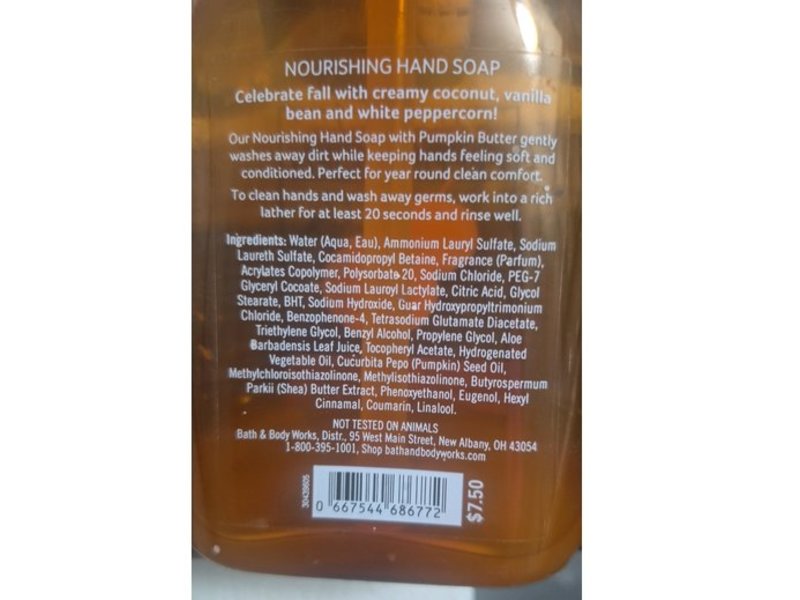 Bath & Body Works White Pumpkin Peppercorn Nourishing Hand Soap, 8 fl oz/236 mL
