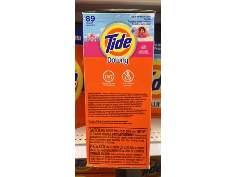 Tide Plus Downy Powder Laundry Detergent, April Fresh, 89 Loads, 132 oz/3.77 kg