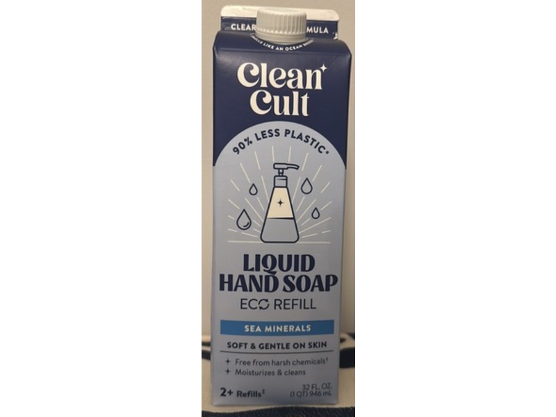 Cleancult Liquid Hand Soap Eco Refill, Sea Minerals, 32 fl oz/946 mL, 3 Count