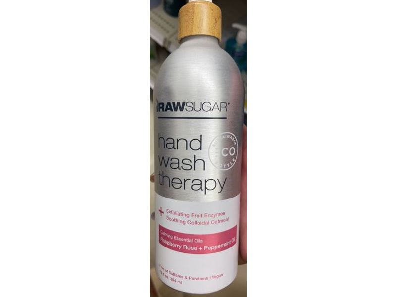 Raw Sugar Hand Wash Therapy, Raspberry Rose + Peppermint Oil, 12 fl oz/354 ml