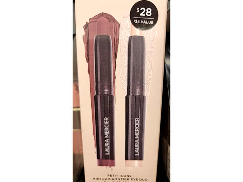 Laura Mercier Petit Icons Mini Caviar Stick Eye Shadow Duo, Rosegold & Dark Cacao, 0.03 oz