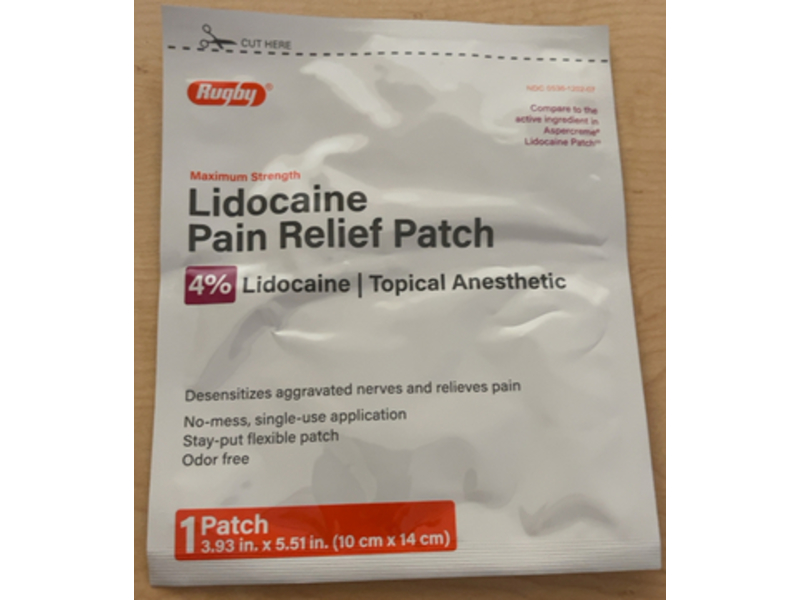 Rugby Maximum Strength Lidocaine Pain Relief Patch, 1 Count