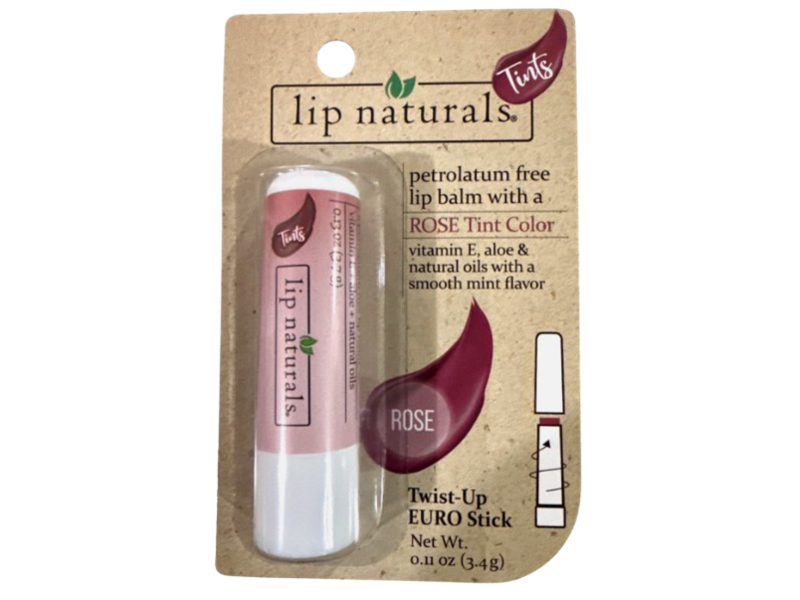 Lip Naturals Petrolatum Free Lip Balm, Rose, 0.11 fl oz/3.4 g