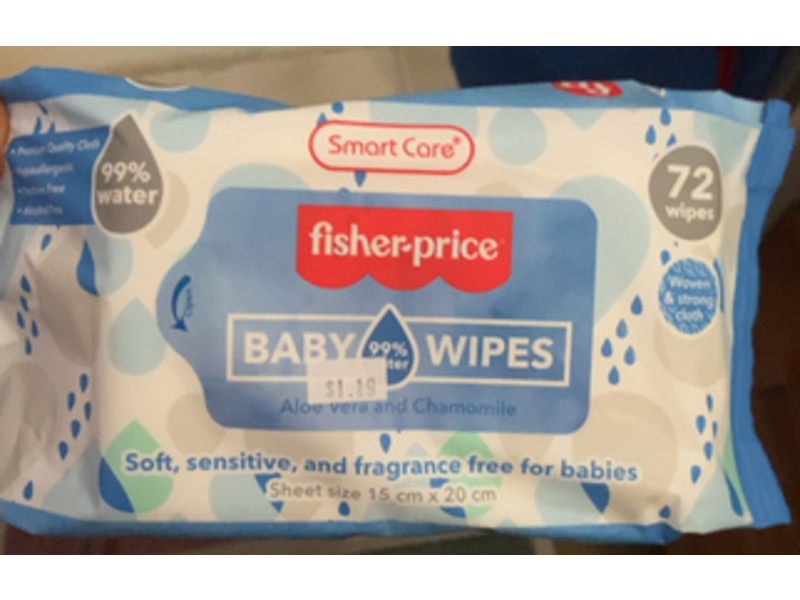 Fisher Price Smart Care Baby Wipes, 72 Count